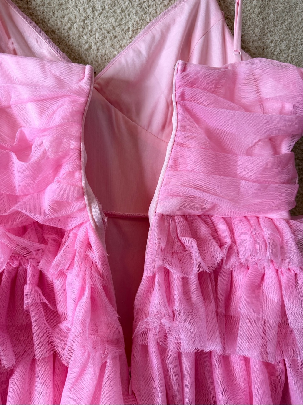 Lulus Special Poise Pink Tulle Pleated Sleeveless Tiered Mini Dress Size XL NWT - Picture 8 of 15